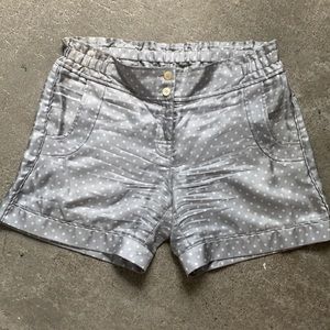 Derek Lam gray polka dot silk shorts size L